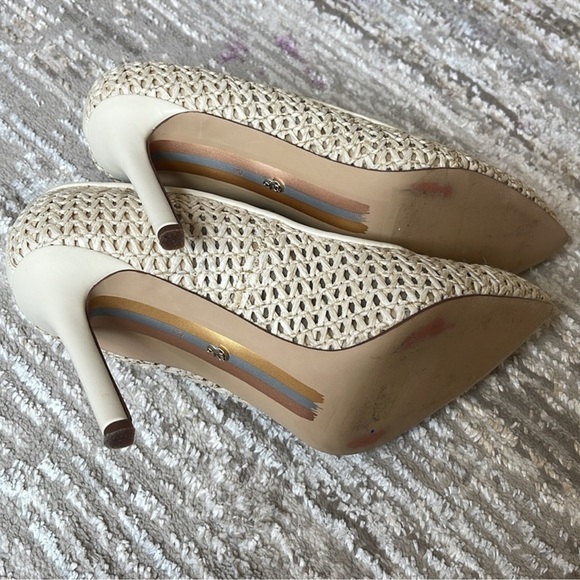 Sam Edelman Women Hazel Pointed Toe Pump Ivory Raffia - Picture 9 of 9